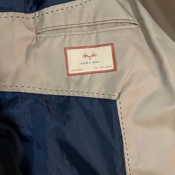 Zara Men’s Tan Trench Coat W/Belt Size L - Picture 15 of 16